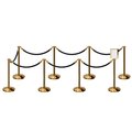 Montour Line Stanchion Post & Rope Kit Pol.Brass, 8FlatTop 7Blk Rope 8.5x11V Sign C-Kit-7-PB-FL-1-Tapped-1-8511-V-7-PVR-BK-PB